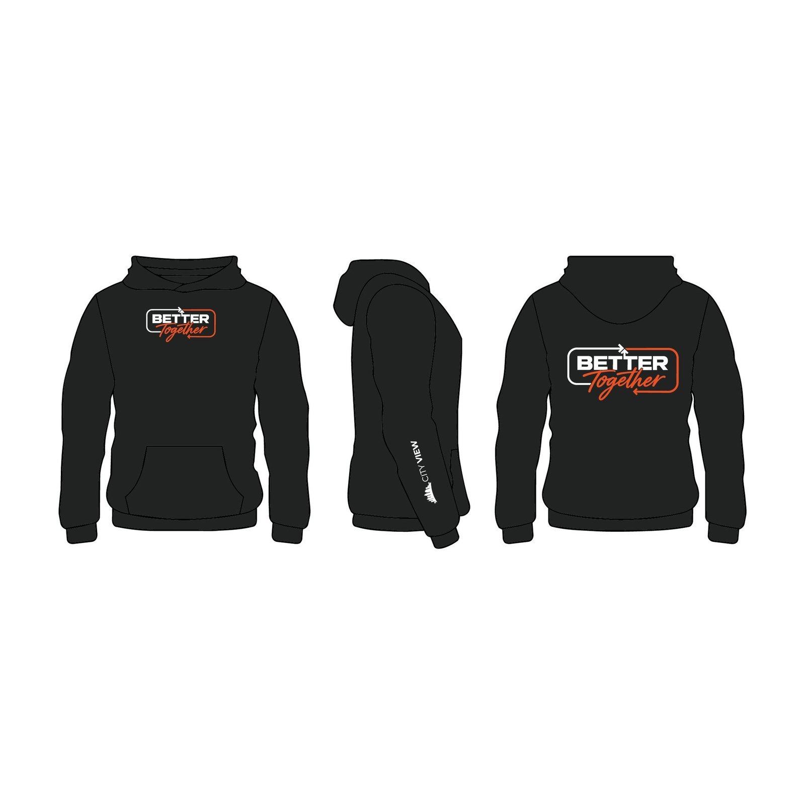 Better Together Hoodie mockup (front, side and back)