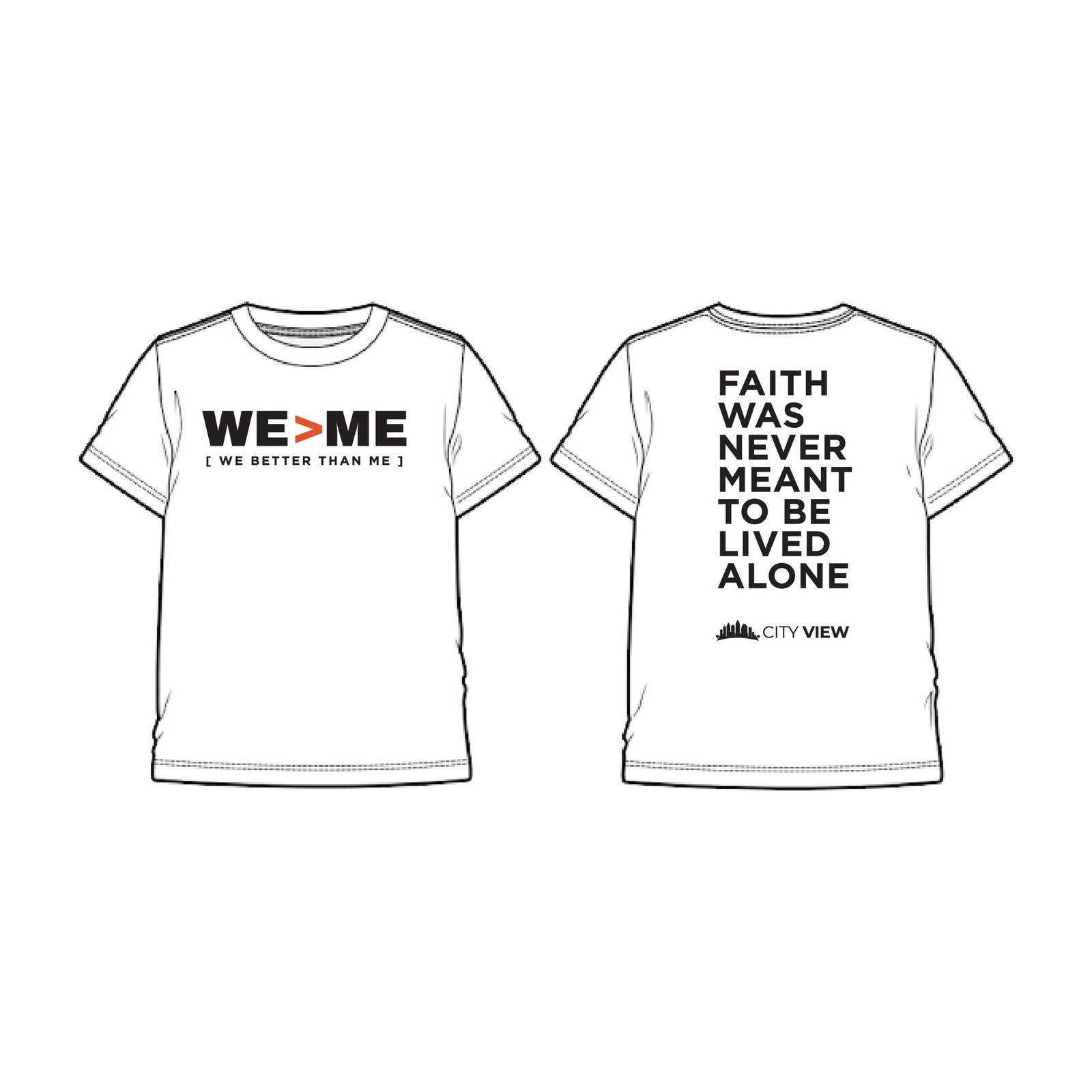WE > ME T-Shirt mockup (front and back)