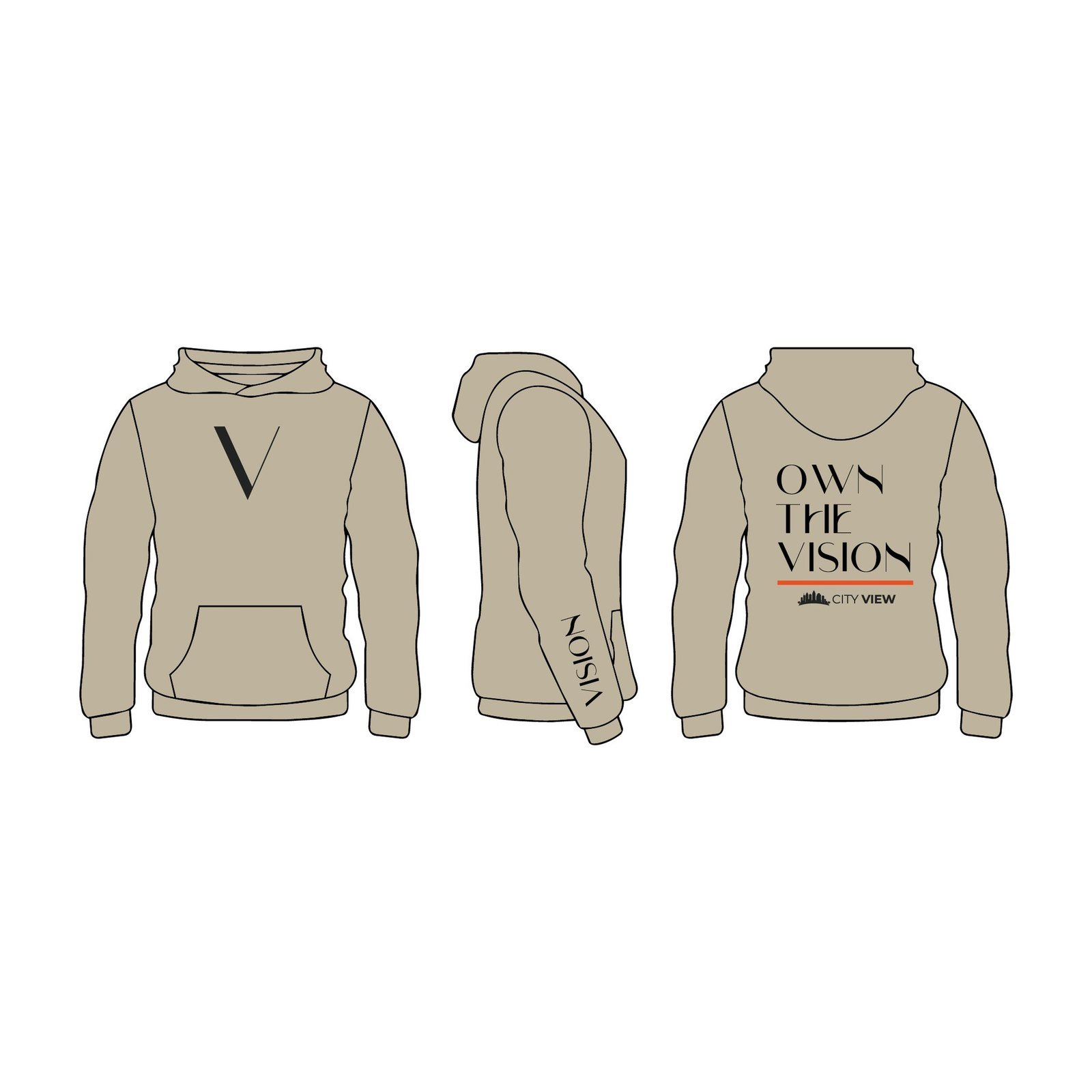 Own the Vision Hoodie mockup (front, side and back)