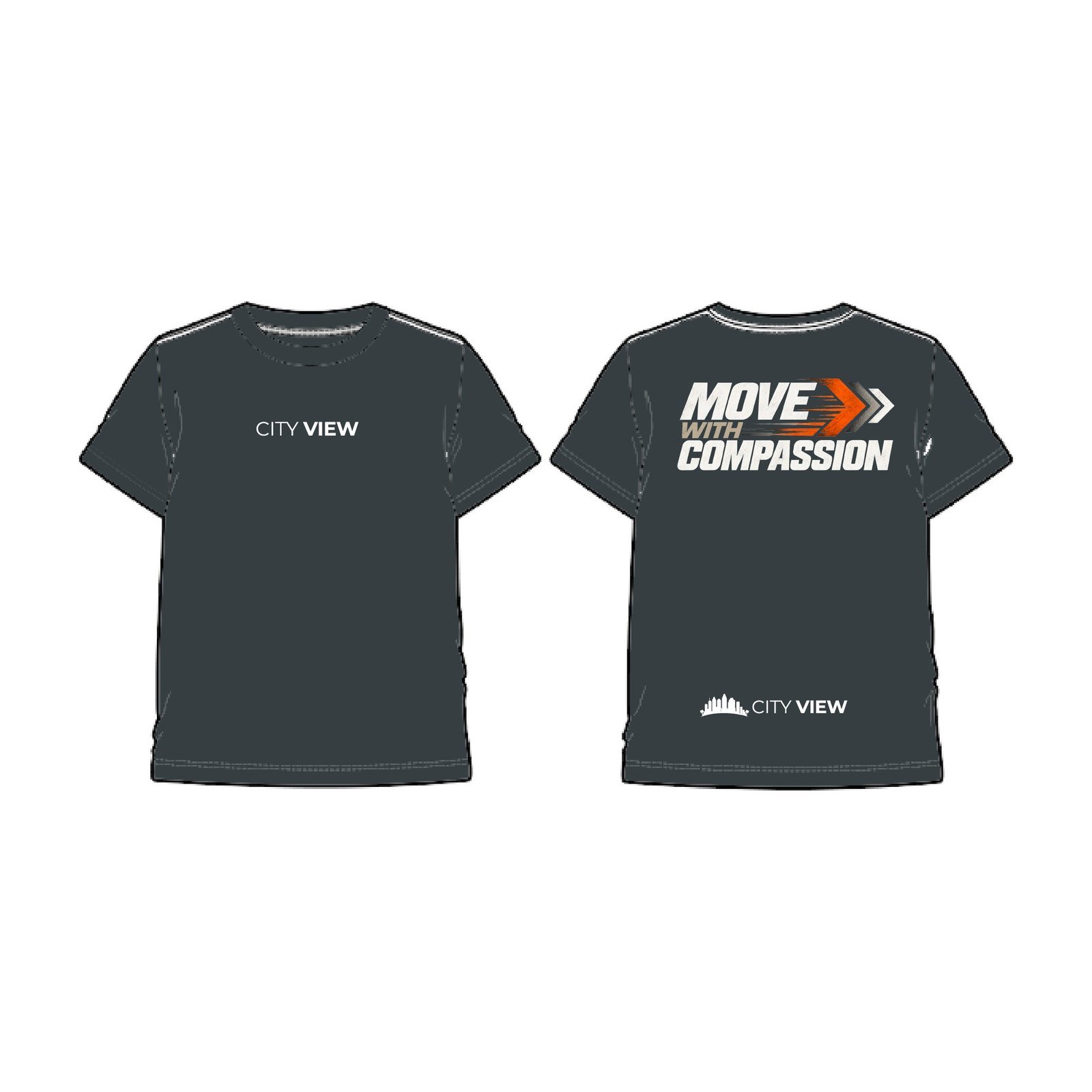 Move With Compassion T-Shirt mockup (front and back)