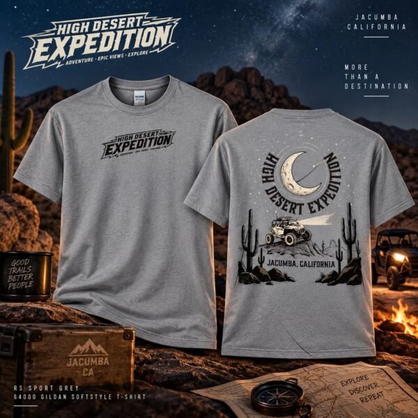Night Expedition T-Shirt in Sport Grey, front and back